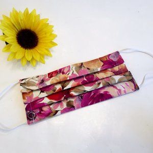 Fabric Face Mask Pink Rose Floral Print